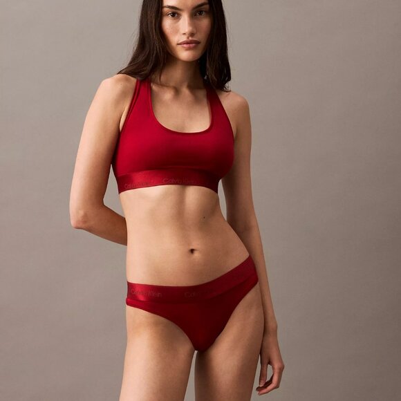 NEW CALVIN KLEIN Juneberry Red Icon Cotton Modal Holiday Shine Bralette L - Picture 4 of 5